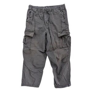 Zara Cargo Parachute Pants Mens Grey Baggy Y2K Cotton Straight Leg 26" Size M